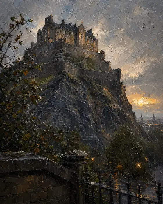 The Golden Keep Amidst Rugged Slopes