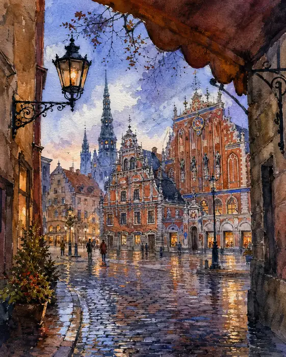 Riga Reflections After the Rain