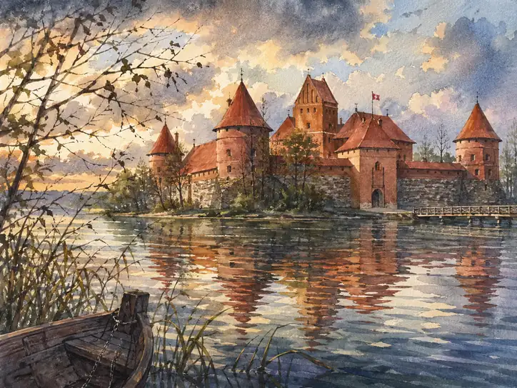 Serene Lake and the Medieval Castle