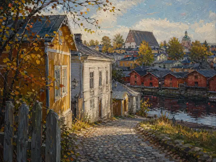 Autumn Charm of Porvoo's Wooden Houses