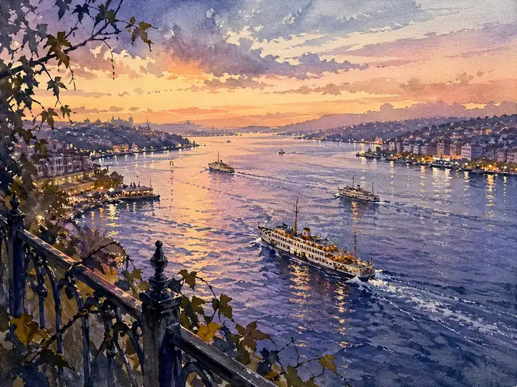 Journey of the Soul: Gold and Violet Horizon