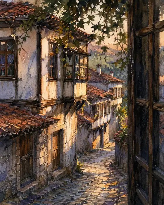 Path of Nostalgia: Where Sunlight Rests on Cobblestones