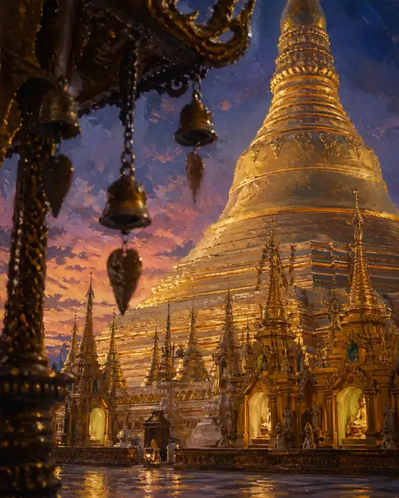 Golden Radiance of the Shwedagon at Twilight