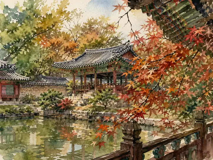Whispers of Red in the Tranquil Garden