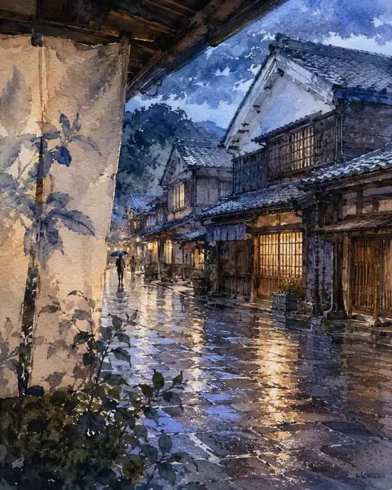 雨に灯る家路