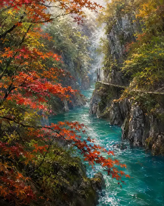 Autumn Flame over the Azure Gorge