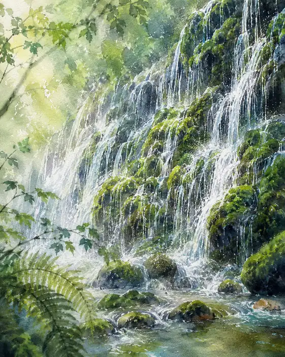 苔むす岩肌、白糸のささやき
