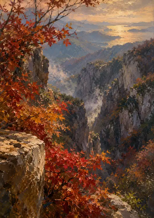 Autumn Echoes across the Misty Chasm