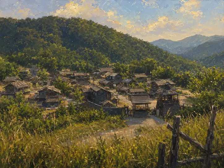 Mountain Village in the Golden Hour