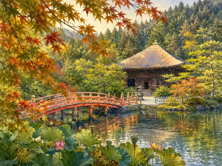 静寂に染まる紅葉の調べ