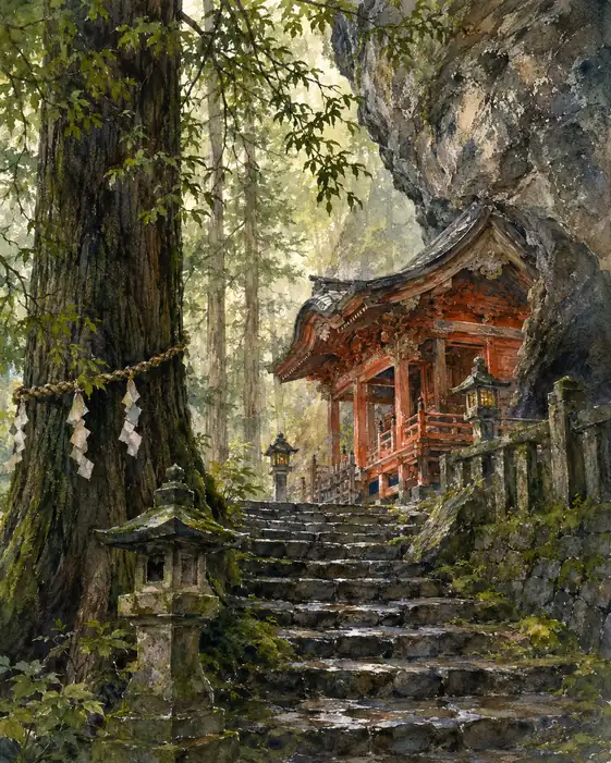 苔むす社と神の宿る巨木