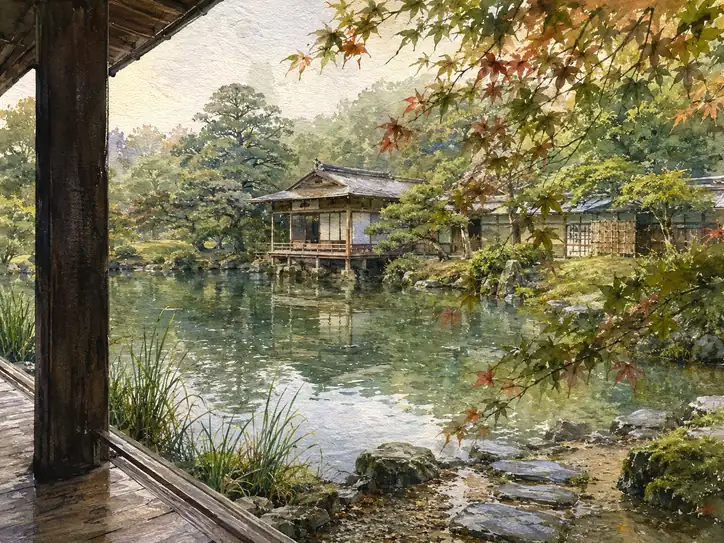 琥珀の刻を映す水面