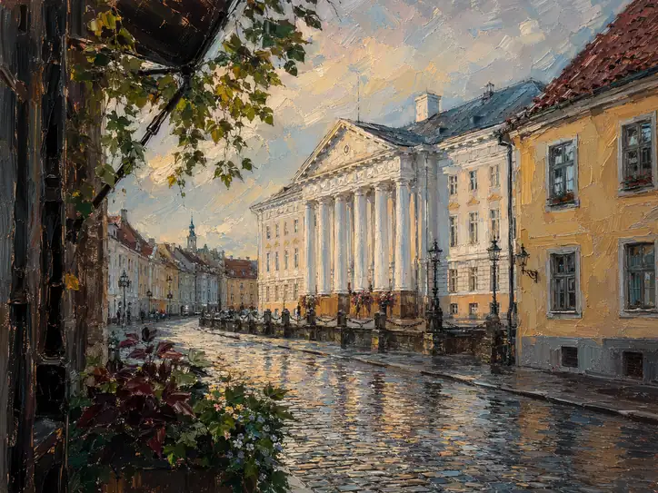 The Sky's Mirror on a Silent Street