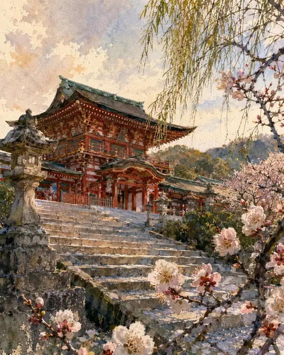 神域を照らす悠久の春光