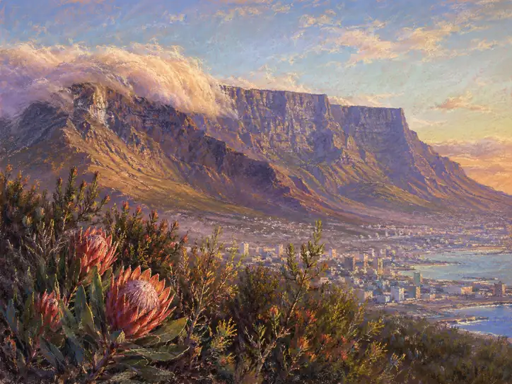 Where the Proteas Bloom under the Golden Clouds