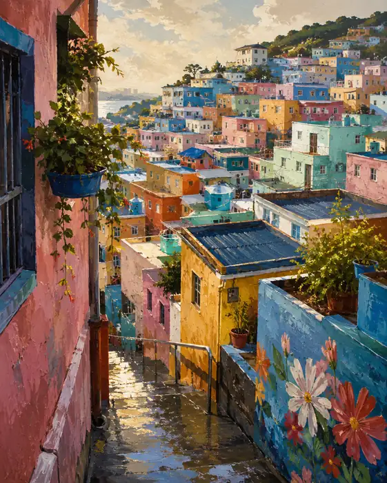 Shimmering Steps After the Rain