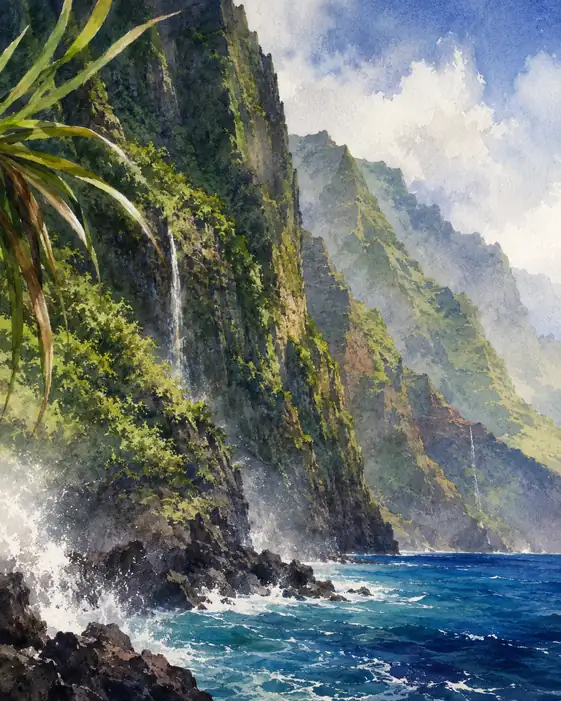 Where the Emerald Cliffs Meet the Churning Sea