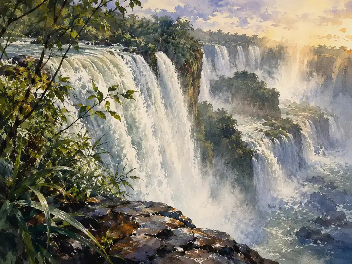 The Golden Symphony of Roaring Waters