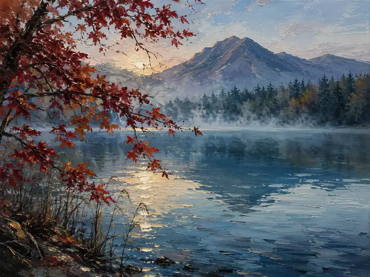 Autumn Warmth Painting the Morning Mist