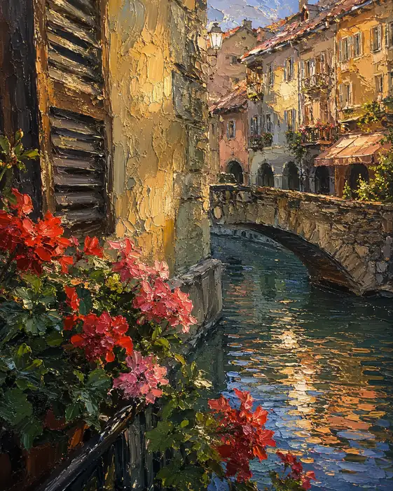 Scarlet Whispers by the Canal