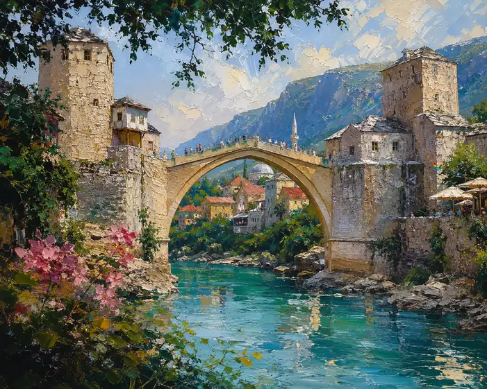 Where Blossoms Frame the Ancient Arch