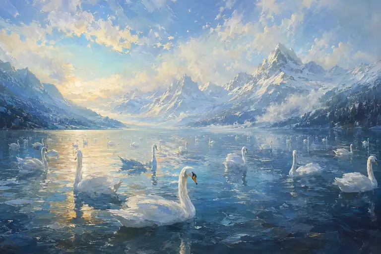 Where Swans Dream in Golden Dawn