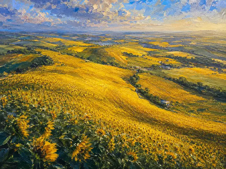 Golden Waves Running Across the Hills