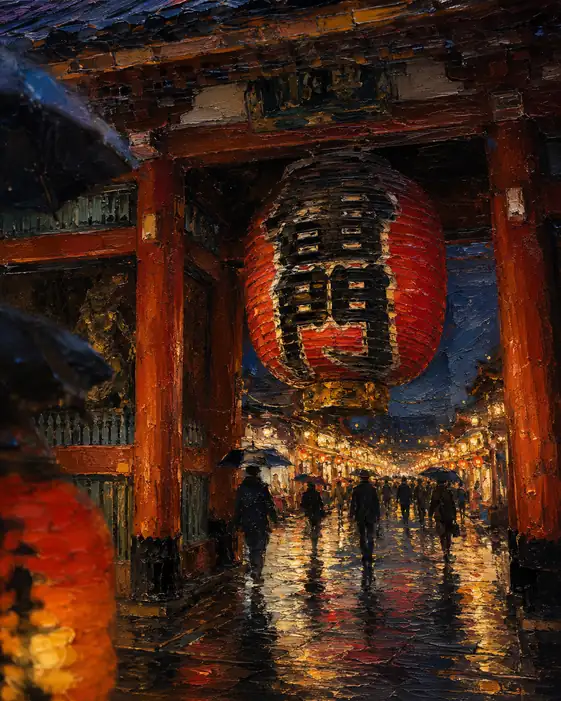 Lantern Light on a Rainy Night