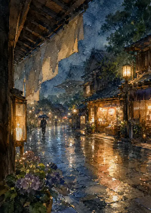 The Quiet Road Home under the Rain