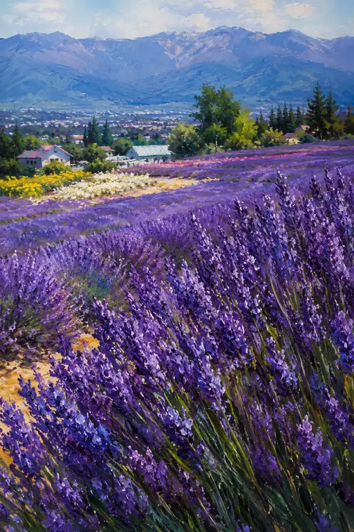 Red Roofs in the Sea of Flowers