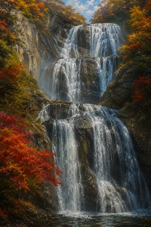 A Crimson Solitude by the Great Cascade