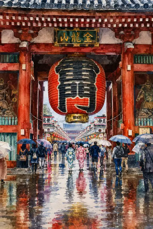 Red Reflection in the Quiet Rain