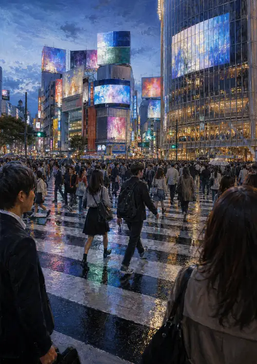 Sweet Vertigo in the Rainlit Night of Shibuya