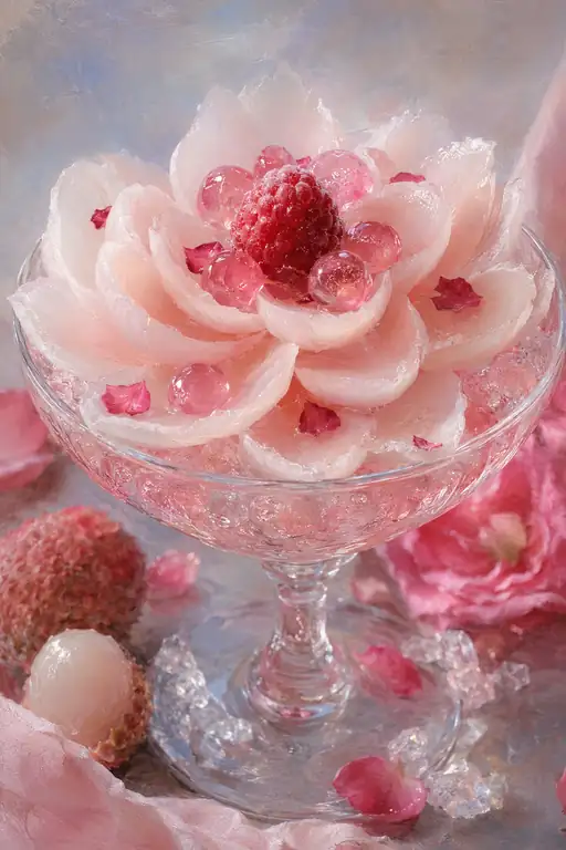 The Glowing Heart of the Lychee Rose