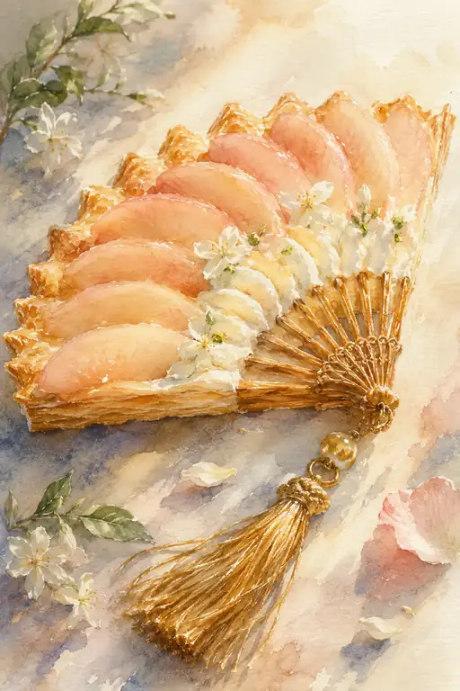 Jasmine Whispers in a Peach Fan