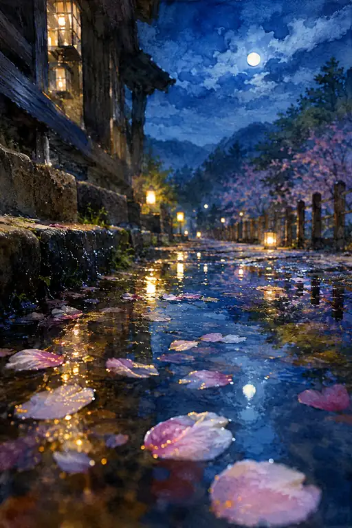 Moonlit Reflections of Fleeting Spring