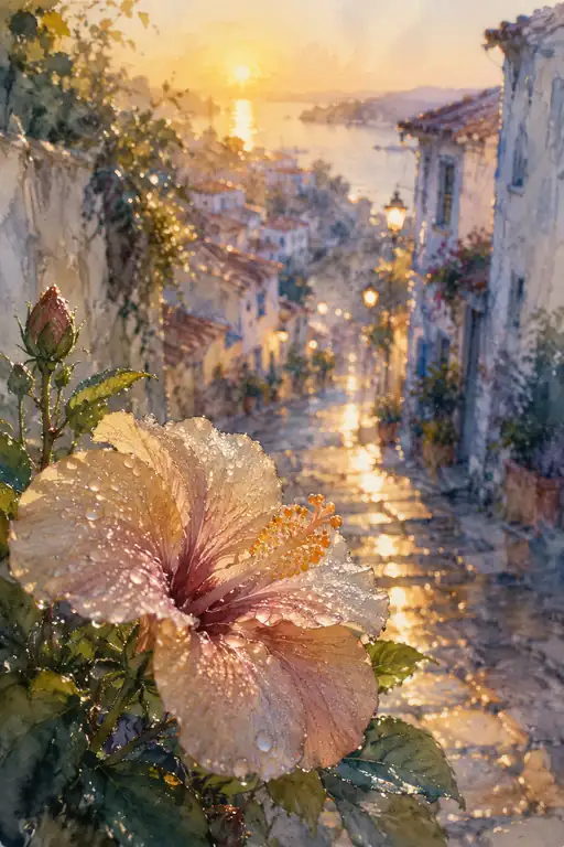 Sunset Gilded in Waterdrops