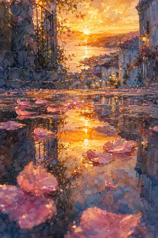 Rain-Kissed Petals of Sunset