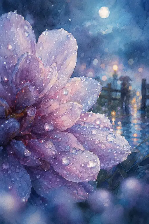 Dahlia Drenched in Moonlight