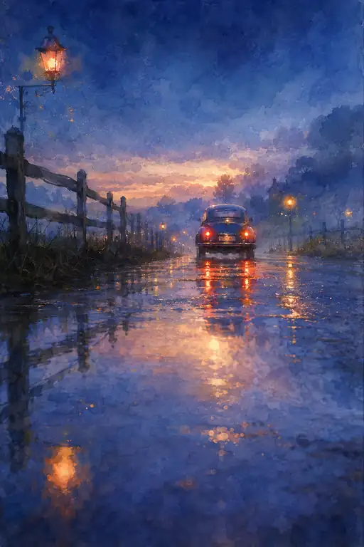 Red Embers on the Wet Cobblestones