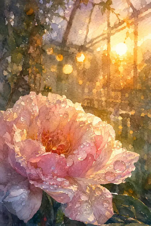 Soft Sigh of the Rain-kissed Peony