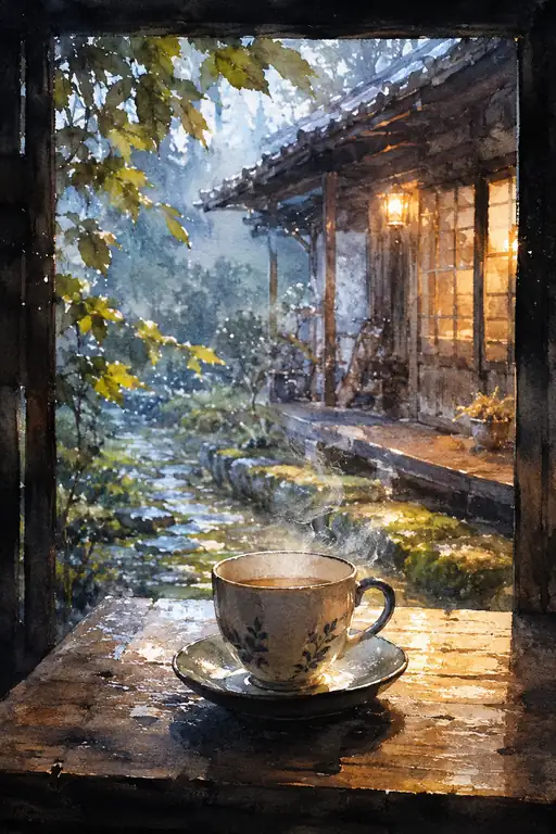 雨上がり、縁側にて、あたたかな時間