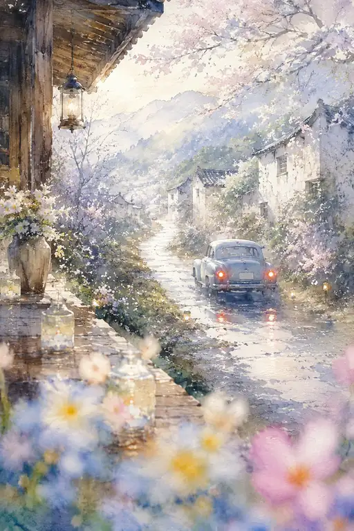 桜の坂道、遠ざかる青い影