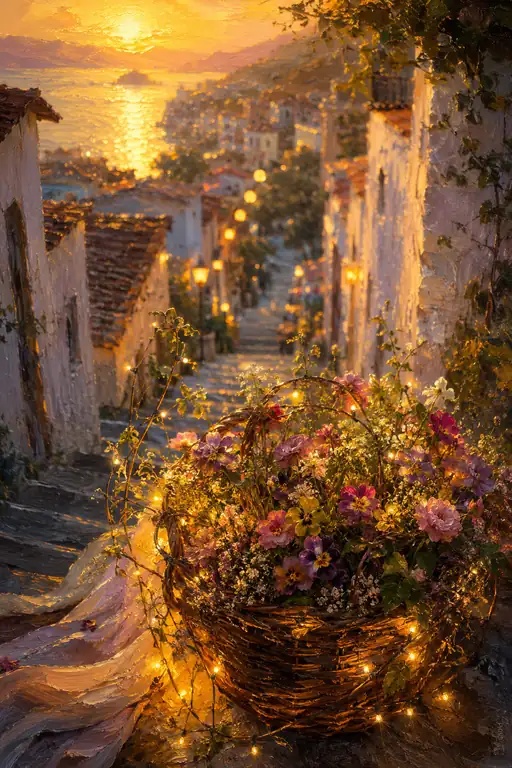 ひかりを紡ぐ、夕暮れの花かご