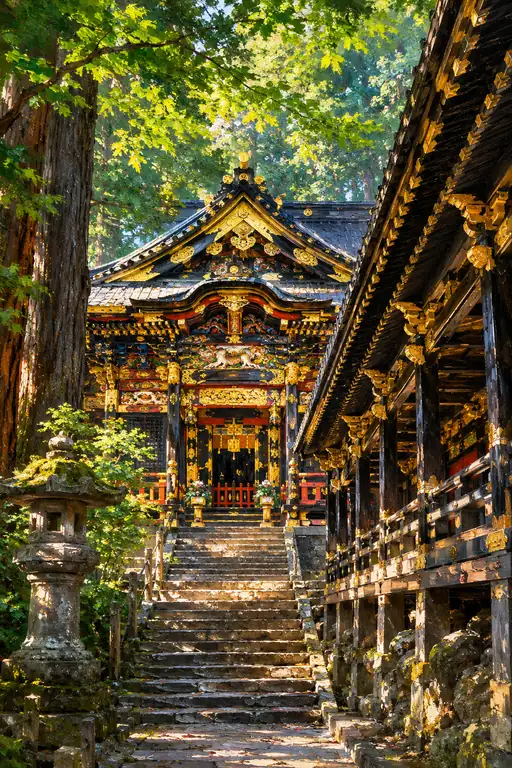 石段にこぼれる神域の光
