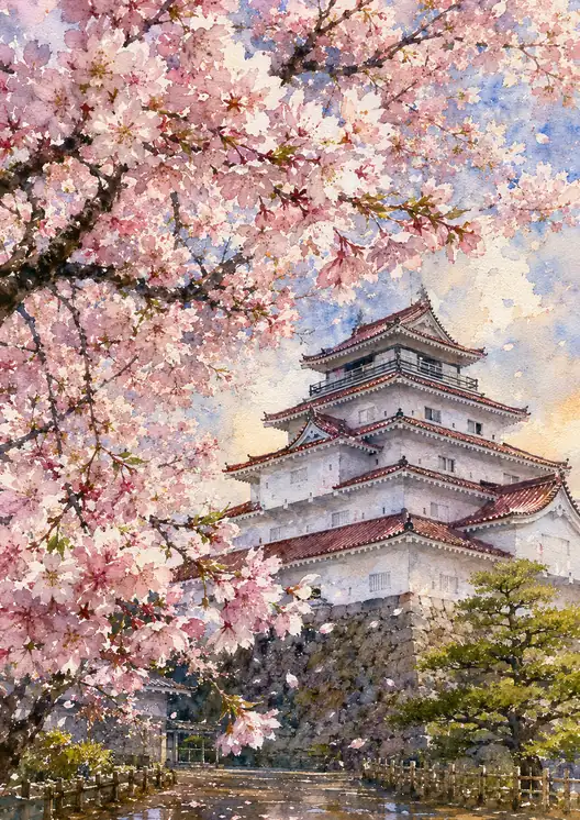 落花に濡れる城の記憶