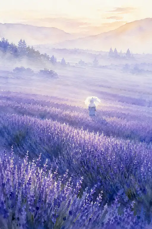 朝靄に溶ける紫