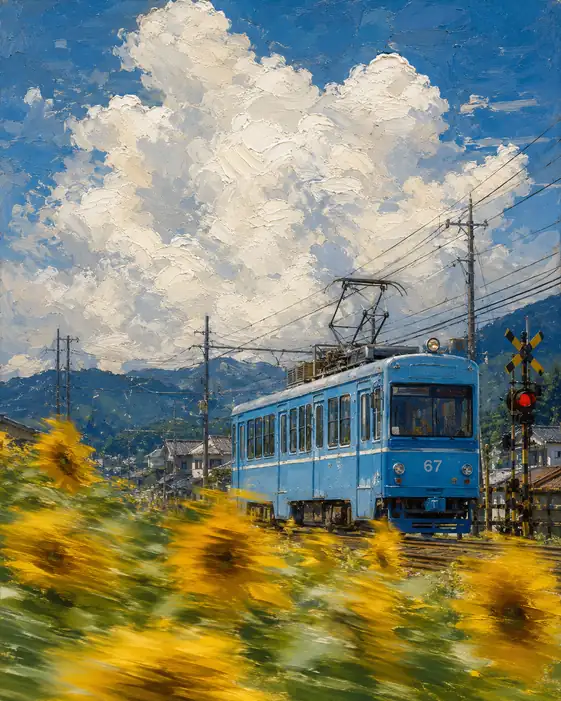 入道雲を目指す、青い車窓から
