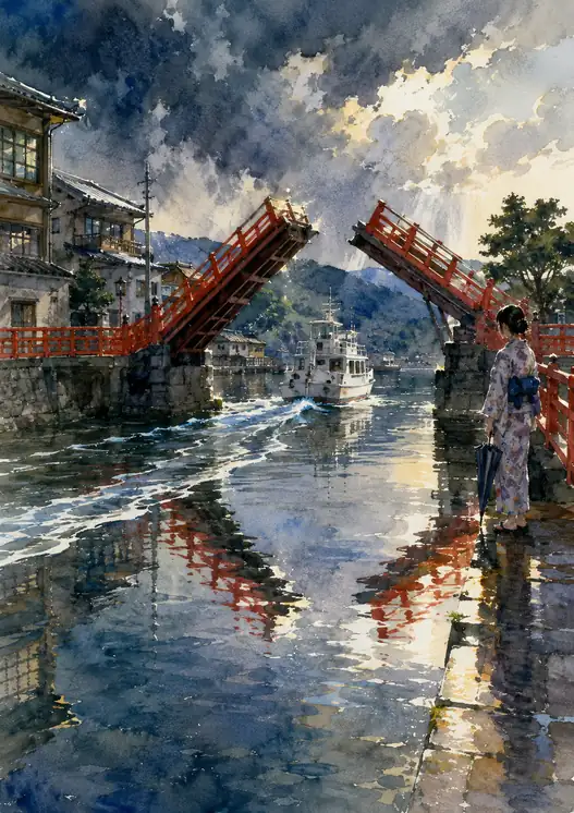 水鏡のほとりで雨を待つ人