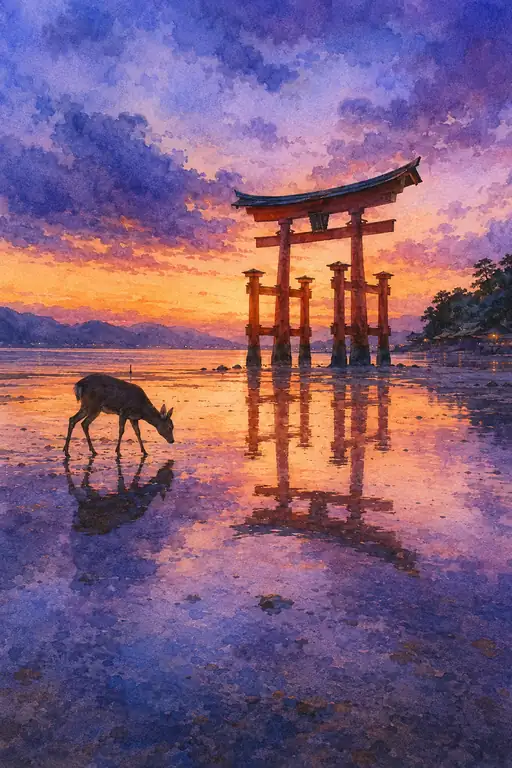 空を映す渚の旅人